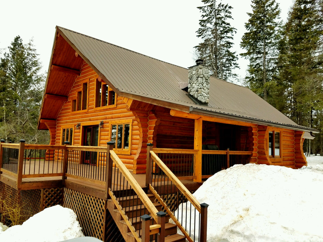 log home with Lovitt's stain applied